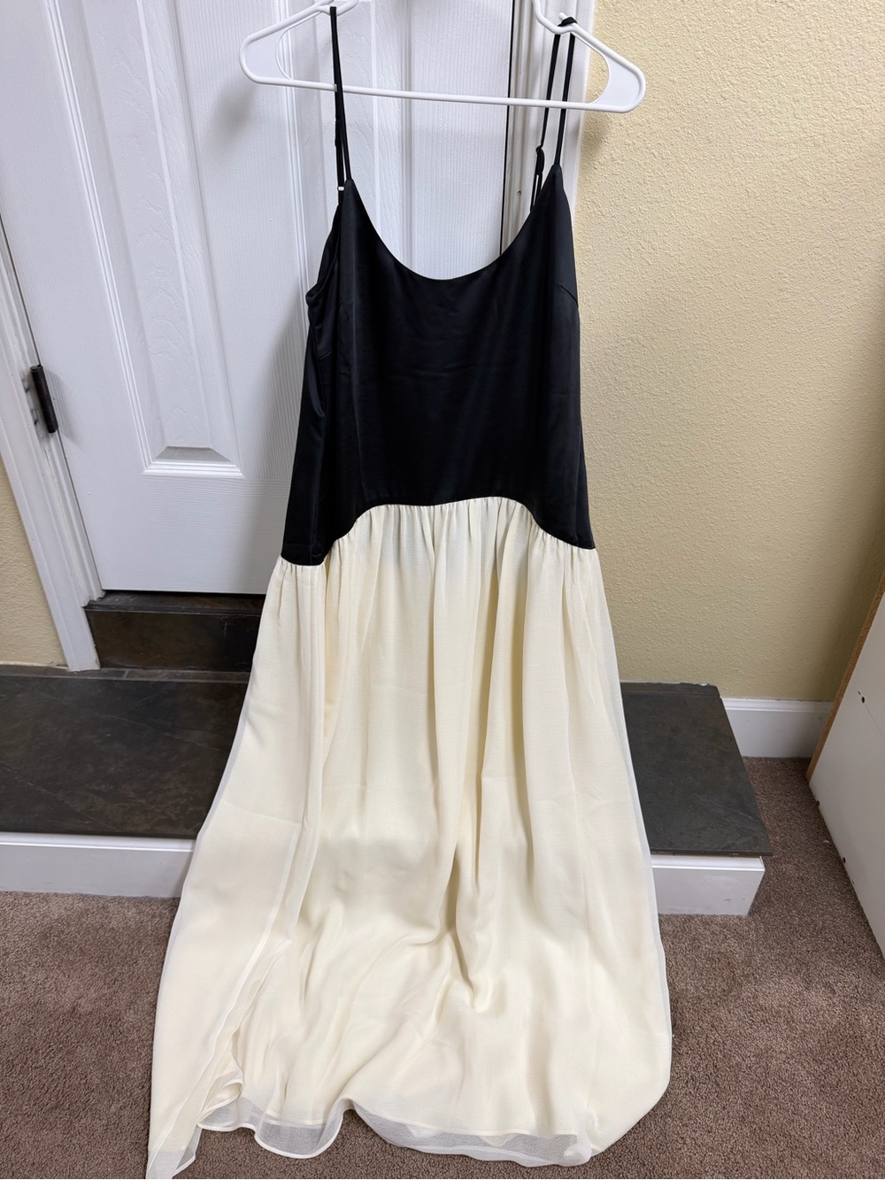 SOLID & STRIPED Talulah Black and Cream Spaghetti Strap Maxi Dress